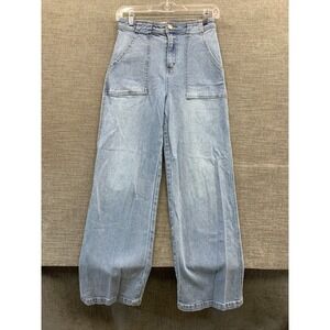 Mined By Jeans Womens 1/24 Blue Denim Cotton Stretch High Rise Straight Leg